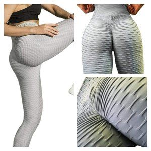 ENERGY FIT WEAR Anti-Cellulite Textured High Waist Leggings Womens 2XL Lt Gray